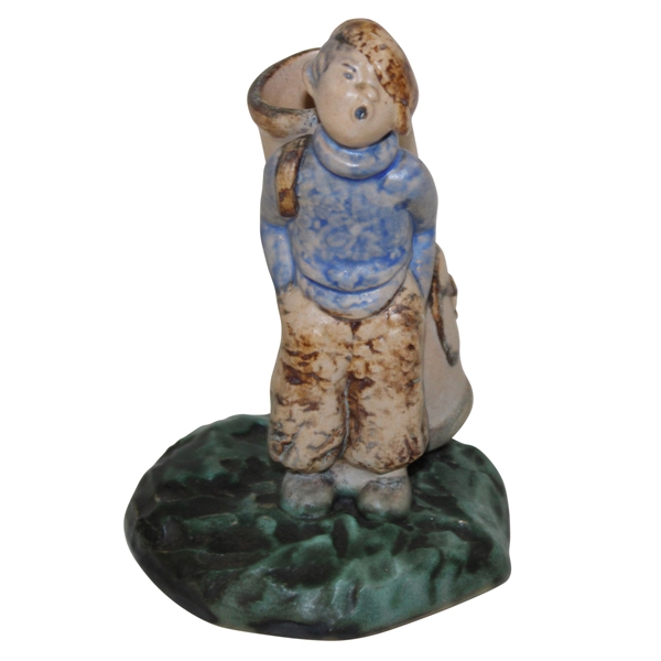 c.1920 Seldom Seen Denby Golfer Caddy Spill Vase