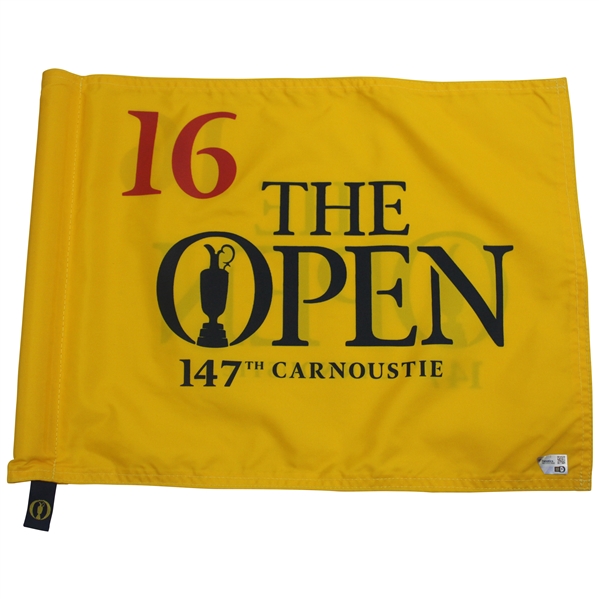 2018 The Open at Carnoustie Final Round Course Flown Hole #16 Barry Burn Flag w/COA