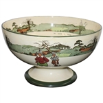 Royal Doulton Rare Large Punchbowl Featuring Chas. Crombie Puritan Golfers In Various Scenes On The Golf Course 