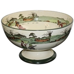 Royal Doulton Rare Large Punchbowl Featuring Chas. Crombie Puritan Golfers In Various Scenes On The Golf Course 