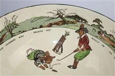 Royal Doulton Rare Large Punchbowl Featuring Chas. Crombie Puritan Golfers In Various Scenes On The Golf Course 