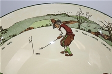 Royal Doulton Rare Large Punchbowl Featuring Chas. Crombie Puritan Golfers In Various Scenes On The Golf Course 