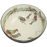 Royal Doulton Rare Large Punchbowl Featuring Chas. Crombie Puritan Golfers In Various Scenes On The Golf Course 