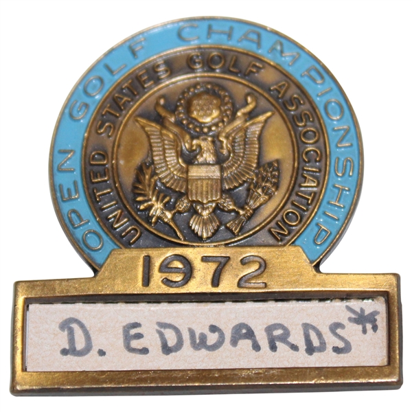 1972 US Open at Pebble Beach Contestant Badge - Danny Edwards