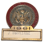 Jack Westland's 1961 US Amateur at Pebble Beach Contestant Badge - Jack Nicklaus Winner
