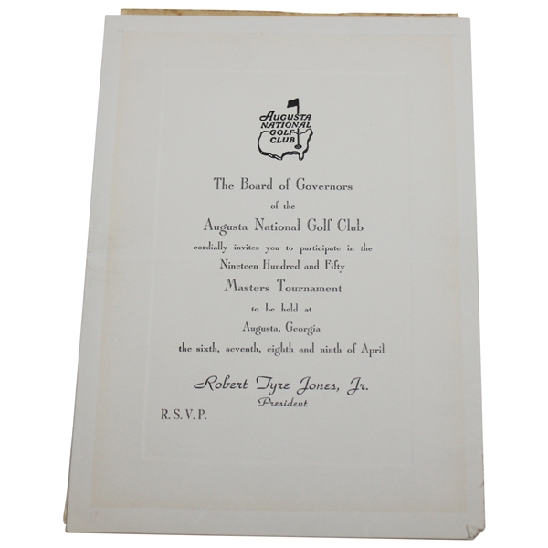 1950 Augusta National Golf Club Masters Invitation Given to Charles Ward from Bobby Jones!