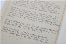 1950 Augusta National Golf Club Masters Invitation Given to Charles Ward from Bobby Jones!