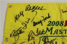 Palmer, Mickelson & 25 Past Champions Signed 2008 Masters Embroidered Flag JSA ALOA
