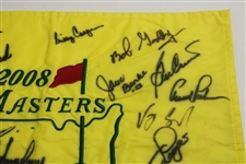 Palmer, Mickelson & 25 Past Champions Signed 2008 Masters Embroidered Flag JSA ALOA