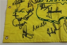 Palmer, Mickelson & 25 Past Champions Signed 2008 Masters Embroidered Flag JSA ALOA