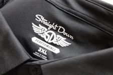 John Daly Signed Personal Straight Down Black Performance 3XL Shirt w/Sponsors JSA ALOA