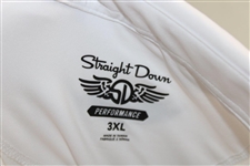 John Daly Signed Personal Straight Down White Performance 3XL Shirt w/Sponsors JSA ALOA