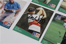 Tom Watson Signed Card w/Eleven 1991 PGA Tour Pro Set Cards JSA ALOA