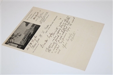 Hand Written Letter To J.H. Taylor From H.L. Curtis