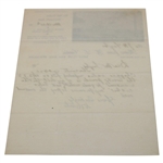 Hand Written Letter To J.H. Taylor From H.L. Curtis