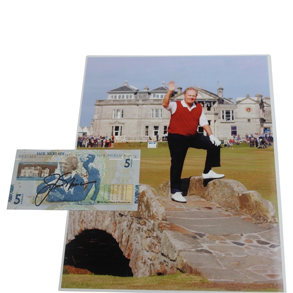 Jack Nicklaus Signed 5lb RBS Note w/2005 Farewell To The Open Color Photo JSA ALOA