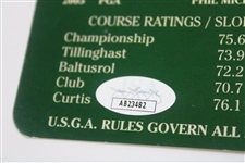 Phil Mickelson Signed Baltusrol Golf Club Official Scorecard w/Photo JSA #AB23482