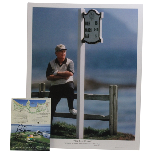 Jack Nicklaus Signed 2000 Uds Open Scorecard with Sitting on Fence Farewell Print JSA ALOA