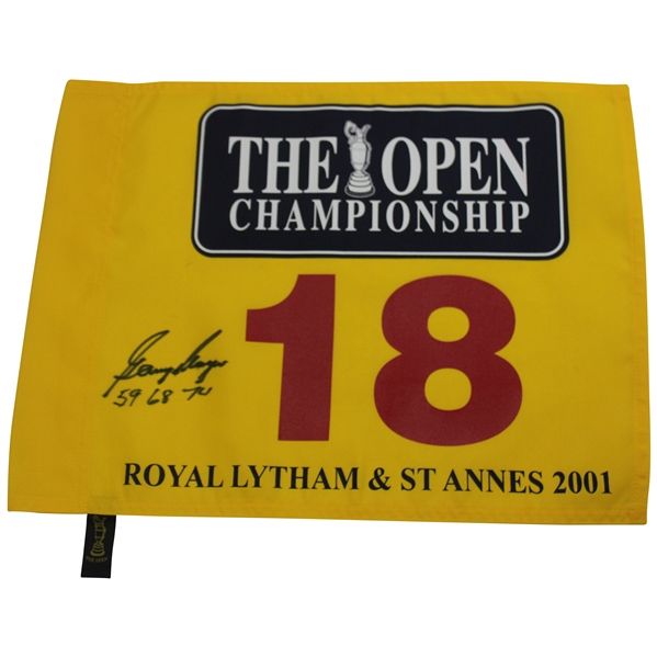 Gary Player Signed 2001 The Open at Royal Lytham Flag w/Years Won JSA ALOA