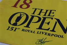 Brian Harman Signed 2023 The Open Championship at Royal Liverpool Flag JSA ALOA