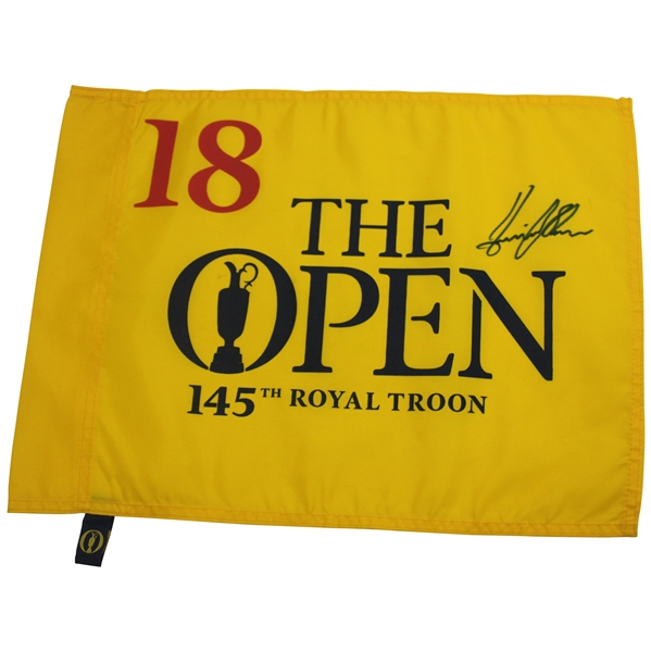 Henrik Stenson Signed 2016 The Open Championship at Royal Troon Flag JSA ALOA