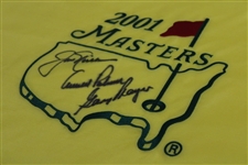 Big 3' Palmer, Nicklaus & Player Signed 2001 Masters Embroidered Flag JSA ALOA