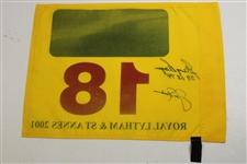 Jack Nicklaus & Gary Player Signed 2001 Open Championship at Royal Lytham Flag JSA ALOA