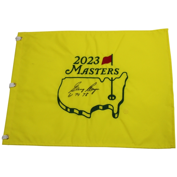 Gary Player Signed 2023 Masters Embroidered Flag w/61, 74, & 78 JSA ALOA