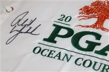 Phil Mickelson Signed 2021 PGA Championship at Kiawah Island Embroidered 'Green' Flag BGS #BJ082787