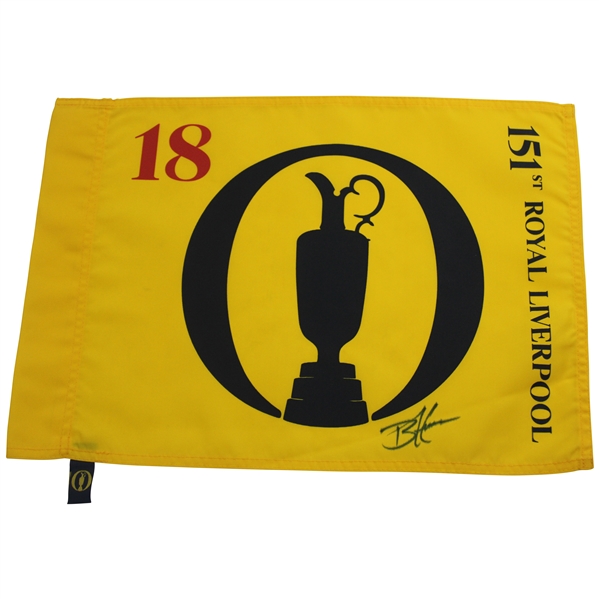 Brian Harmon Signed 2023 Open Championship At Royal Liverpool Flag JSA ALOA
