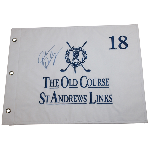 John Daly Signed St Andrews Old Course Embroidered White Flag JSA ALOA