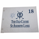 John Daly Signed St Andrews Old Course Embroidered White Flag JSA ALOA