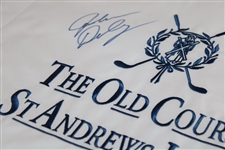 John Daly Signed St Andrews Old Course Embroidered White Flag JSA ALOA
