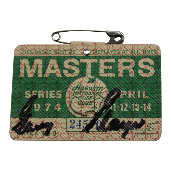 Gary Player Signed 1974 Masters SERIES Badge #24570 JSA #AQ58710