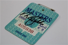 Nick Faldo Signed 1989 Masters SERIES Badge #A05938 JSA #AQ58706