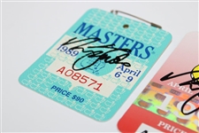 Nick Faldo Signed 1989, 1990 & 1996 Masters SERIES Badges JSA ALOA