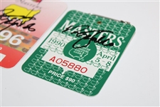 Nick Faldo Signed 1989, 1990 & 1996 Masters SERIES Badges JSA ALOA