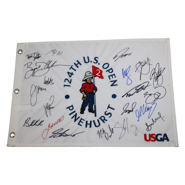 Champ Dechambeau & 2024 Field Signed US Open at Pinehurst No. 2 Flag JSA ALOA