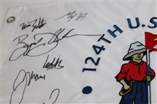 Champ Dechambeau & 2024 Field Signed US Open at Pinehurst No. 2 Flag JSA ALOA