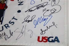 Champ Dechambeau & 2024 Field Signed US Open at Pinehurst No. 2 Flag JSA ALOA