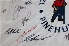 Champ Dechambeau & 2024 Field Signed US Open at Pinehurst No. 2 Flag JSA ALOA