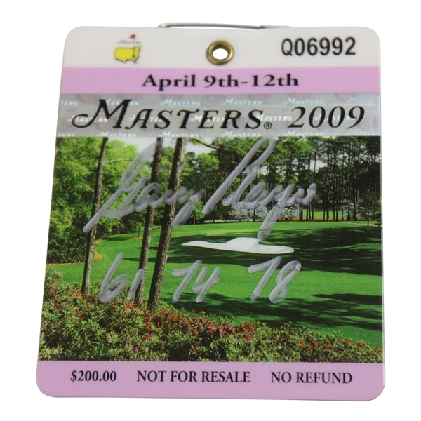 Gary Player Signed 2009 Masters Series Badge #Q06992 w/Years Won JSA ALOA 