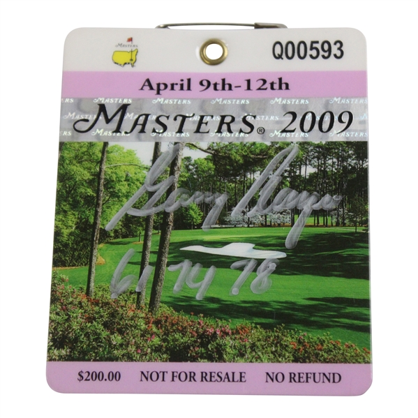 Gary Player Signed 2009 Masters Series Badge #Q00593 w/Years Won JSA ALOA 