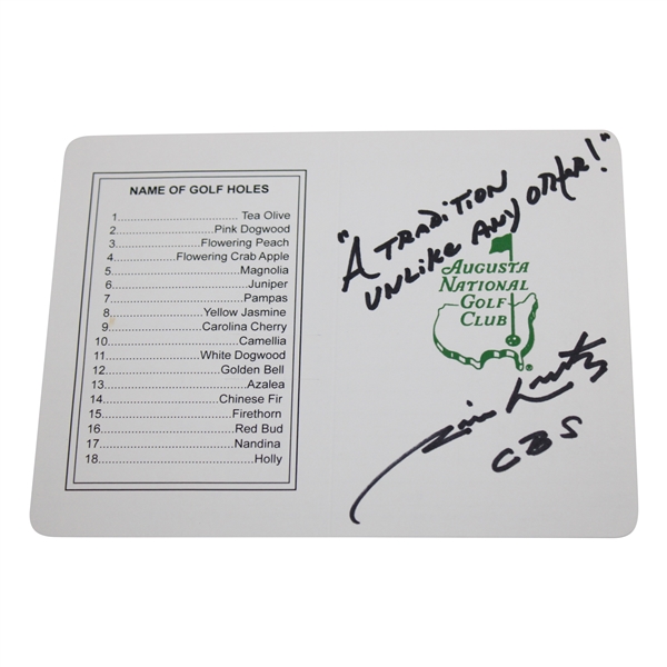 Jim Nantz Signed Augusta National GC Scorecard w/"A Tradition..."JSA ALOA
