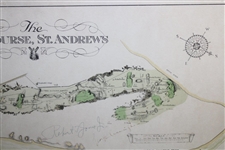 Bobby Jones Signed The Old Course St. Andrews Mackenzie Map - Only Known Example