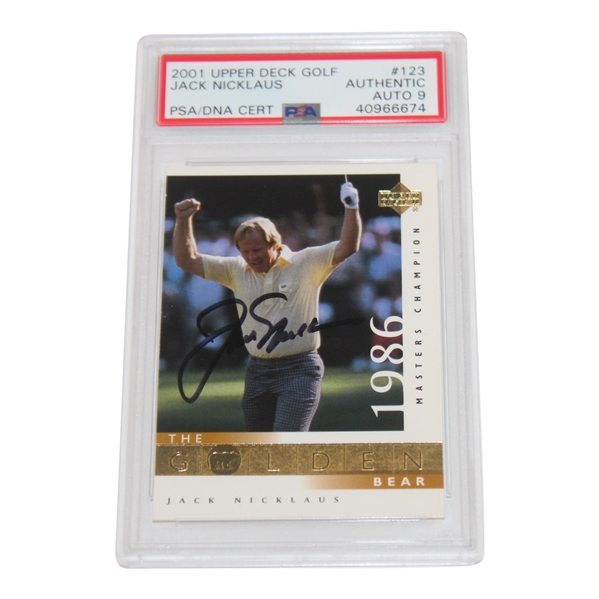 Jack Nicklaus Signed 2001 UD 1986 Masters Champion Card #123 PSA/DNA Auto Grade 8 
