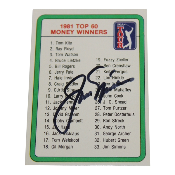 Jack Nicklaus Signed 1982 Donruss Checklist Card JSA ALOA