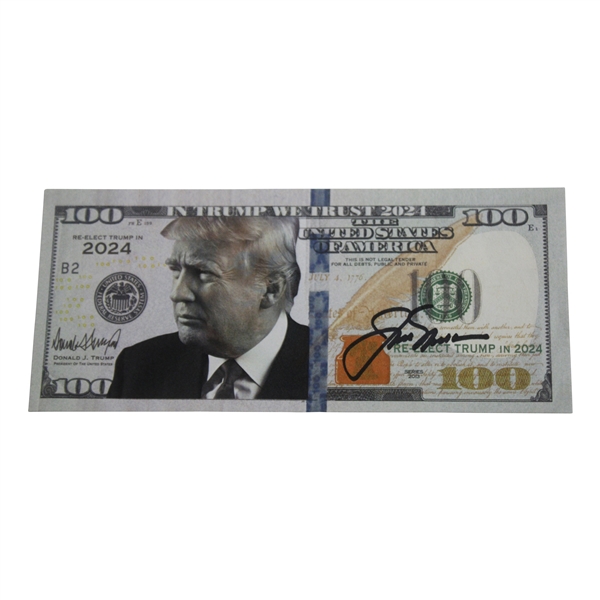 Jack Nicklaus Signed Novelty President Trump $100 Bill JSA ALOA