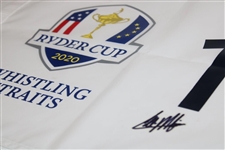 Collin Morikawa Signed 2020 Ryder Cup at Whistling Straits Flag Beckett #BH012719