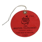 Payne Stewart Signed 1986 Masters Tuesday Round Ticket #17841 JSA ALOA